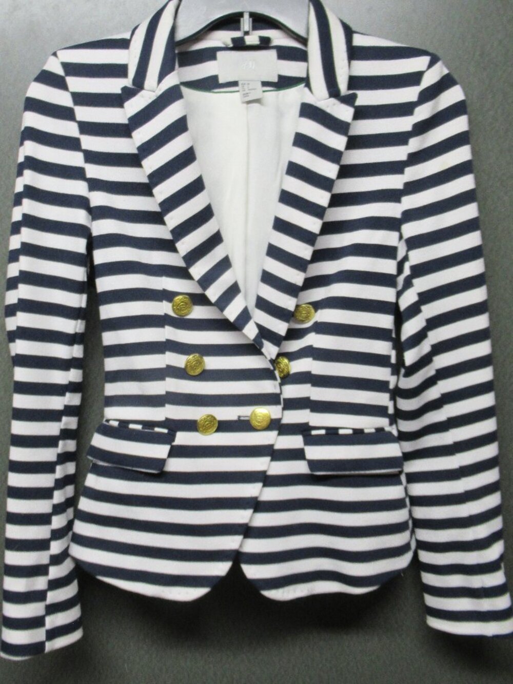 Navy Blue and White Stripe Nautical Style Blazer - Picture 5 of 7